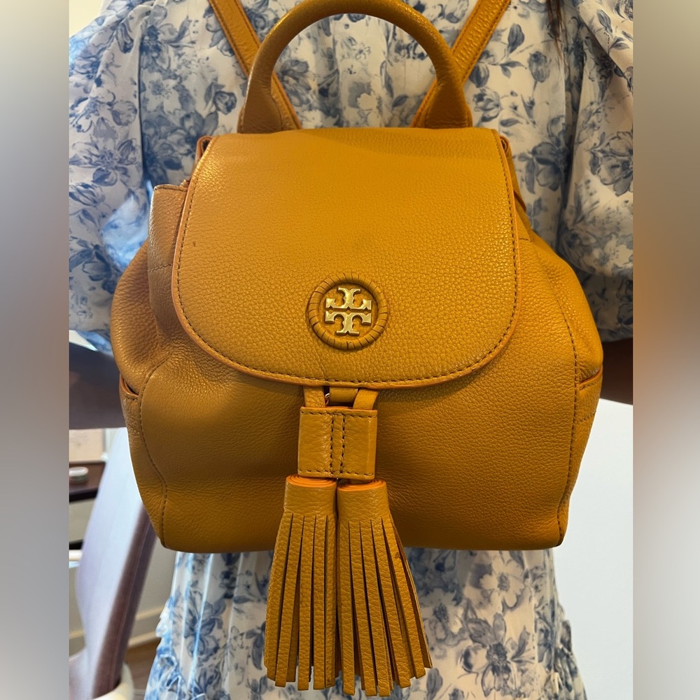 Tory Burch Whipstitch Mini Backpack in Yellow Leather